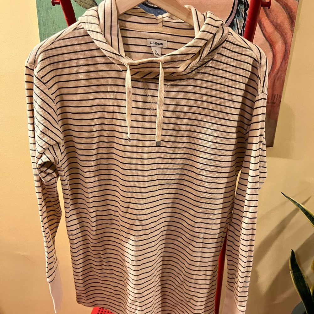 NWOT LLBean Cotton Waffle Knit Cowl Pullover